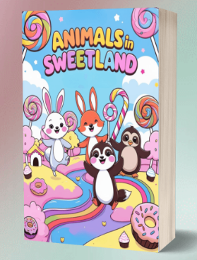 (PLR) Animals in Sweetland Coloring Book